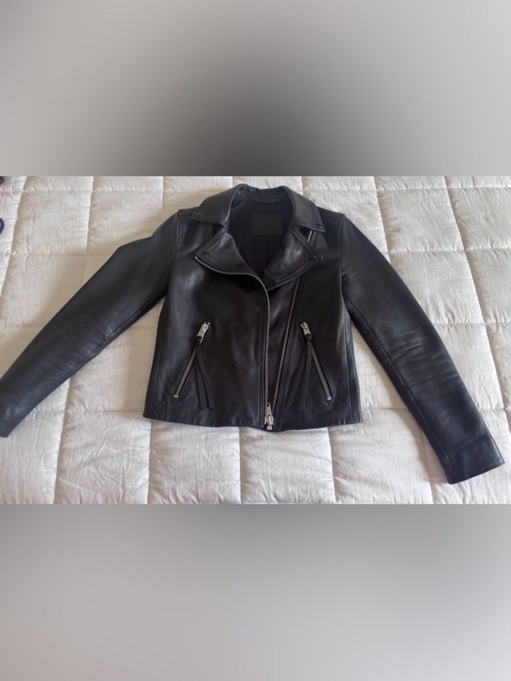 AllSaints Dalby Biker Leather Jacket – Size US 4 – Like New - Picture 4 of 5